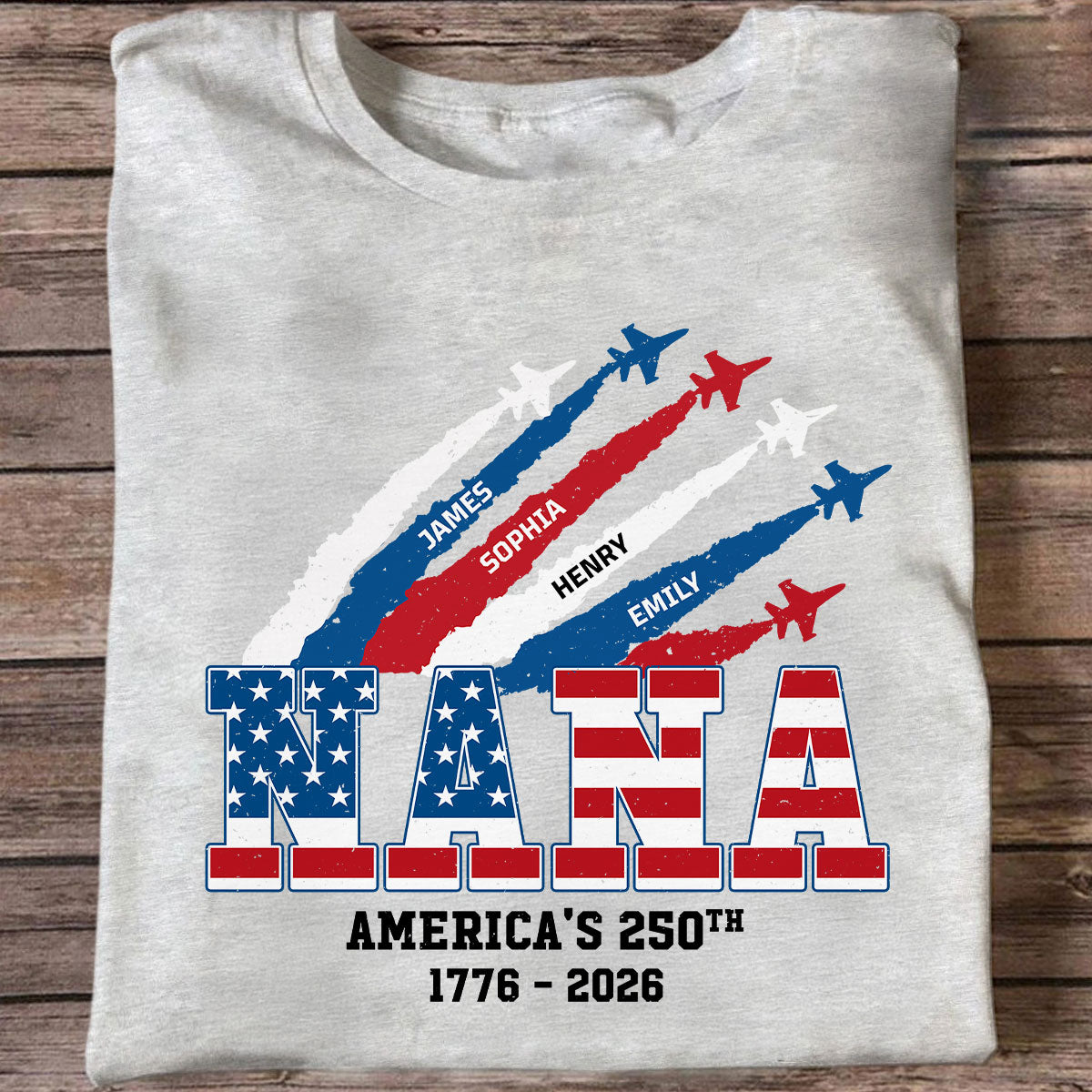 Proud Mom Grandma Nation Flag American 250th Anniversary Light Color - Personalized Shirt - Gift For Mom, Grandma