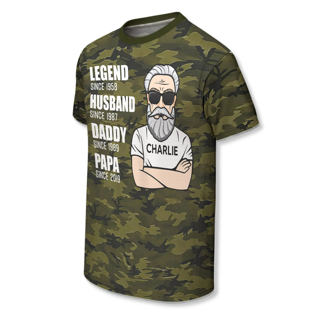 Legend Husband Dad Grandpa Old Man Camo Pattern - Personalized Shirt - Father's Day Gift For Husband, Dad, Grandpa