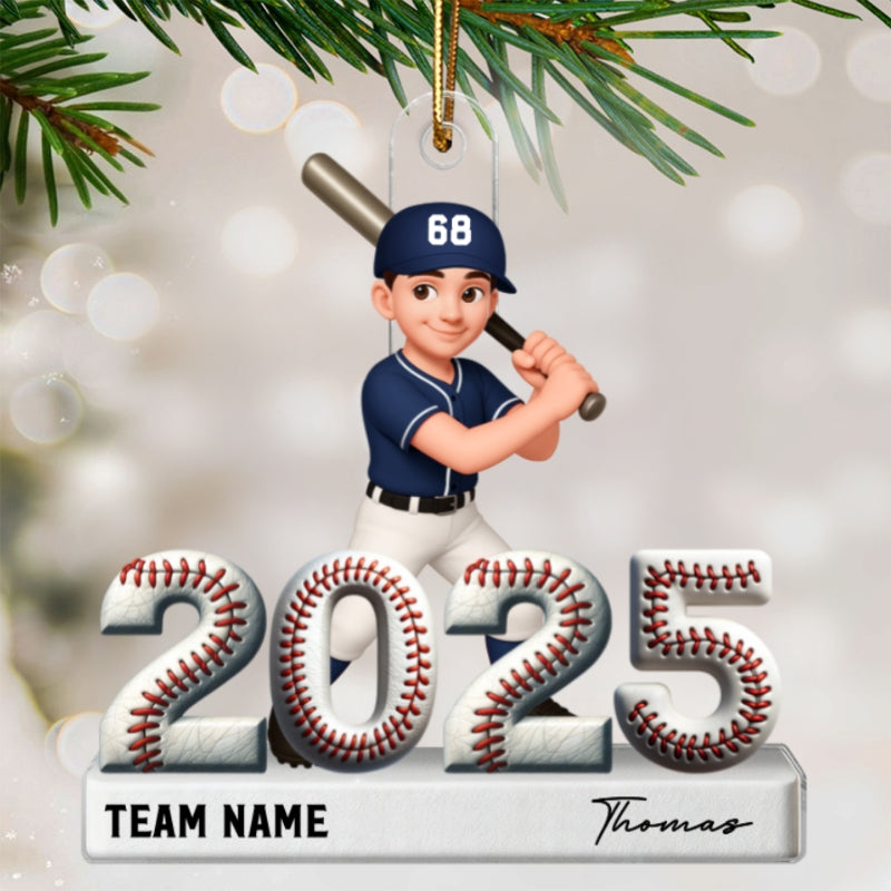 Proud Baseball Player With Year 3D Effect - Personalized Acrylic Ornament - Gift For Teenage, Kids