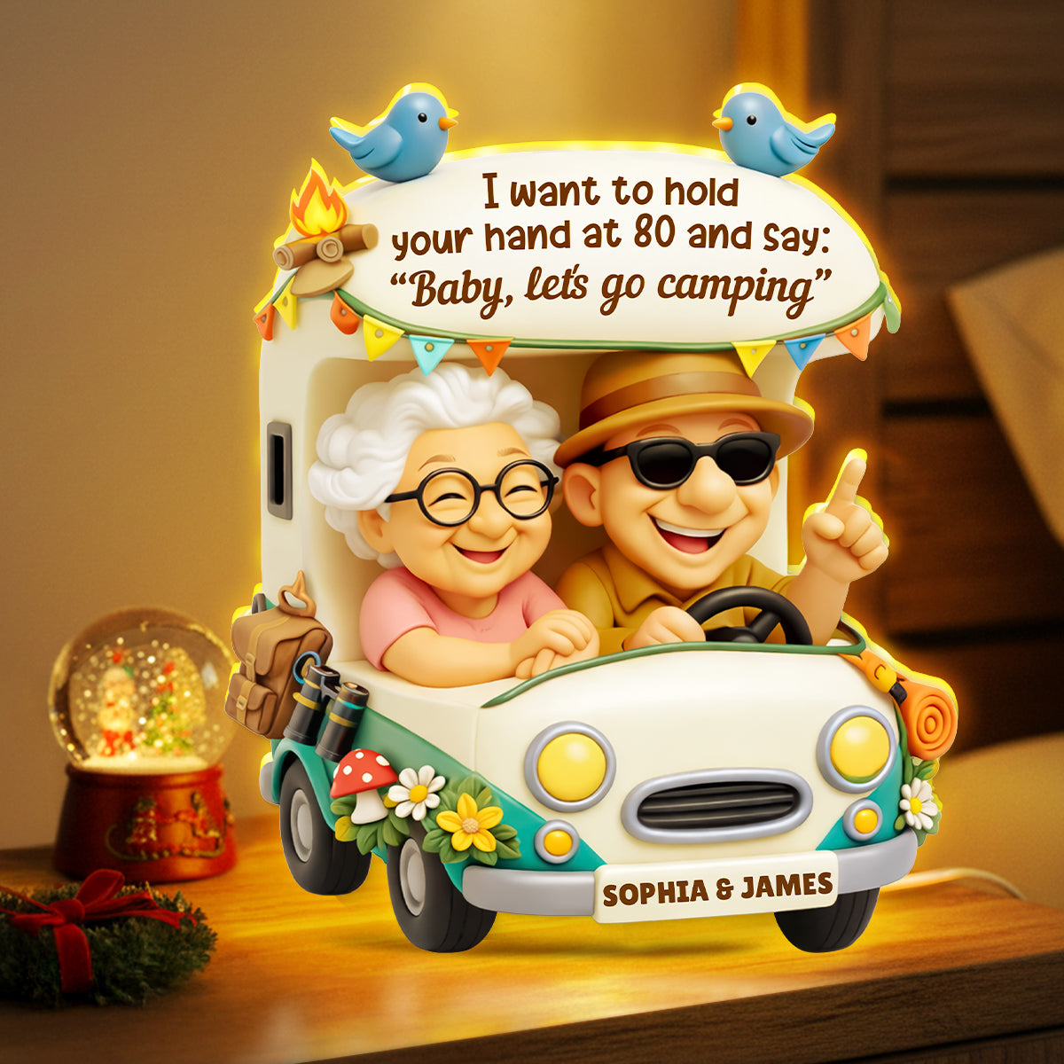Baby Let's Go Camping Romantic Couple - Personalized Light Box - Anniversary, Valentine's Day Gift, Gift For Him, Gift For Her