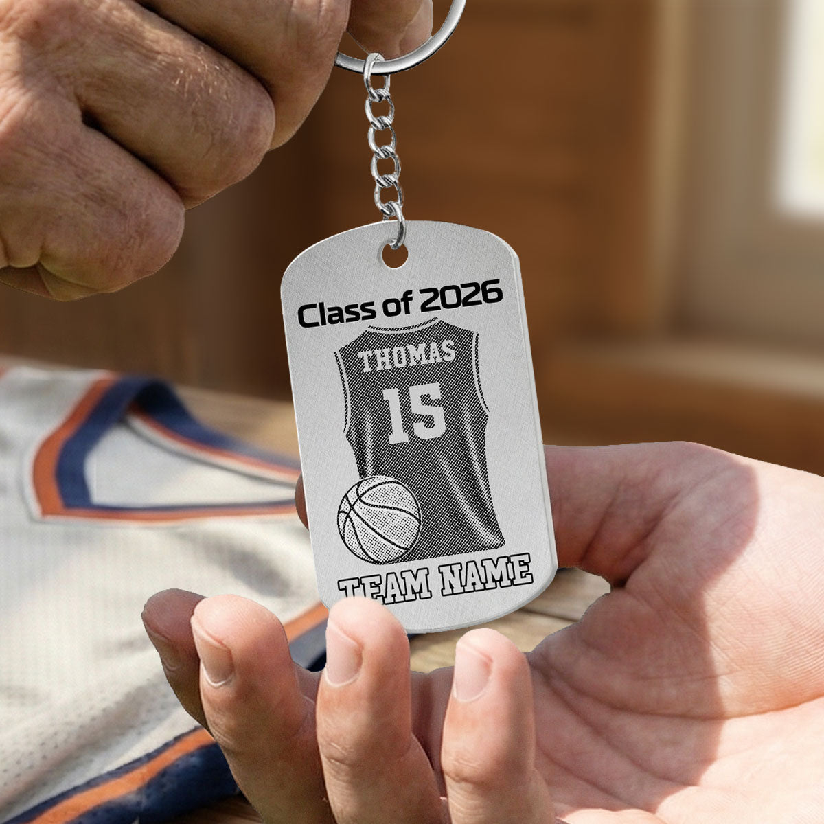 Sport Player Graduation Keepsake - Personalized Metal Keychain - Graduation Gift, Basketball, Baseball, Football