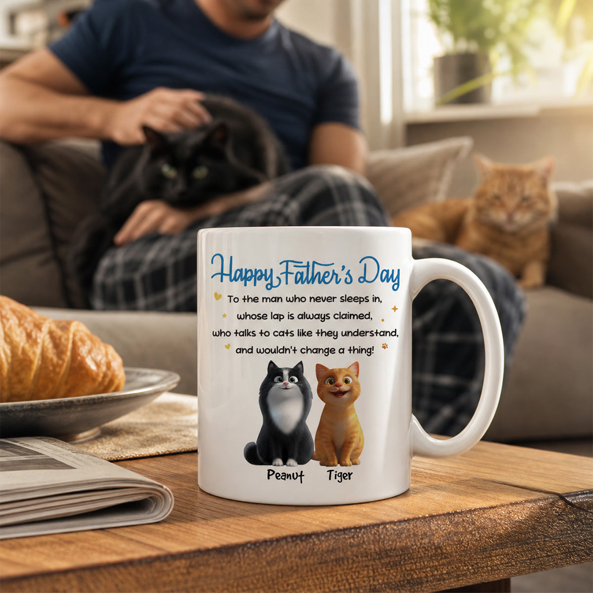 Happy Father's Day To Cat Dad - Personalized Mug