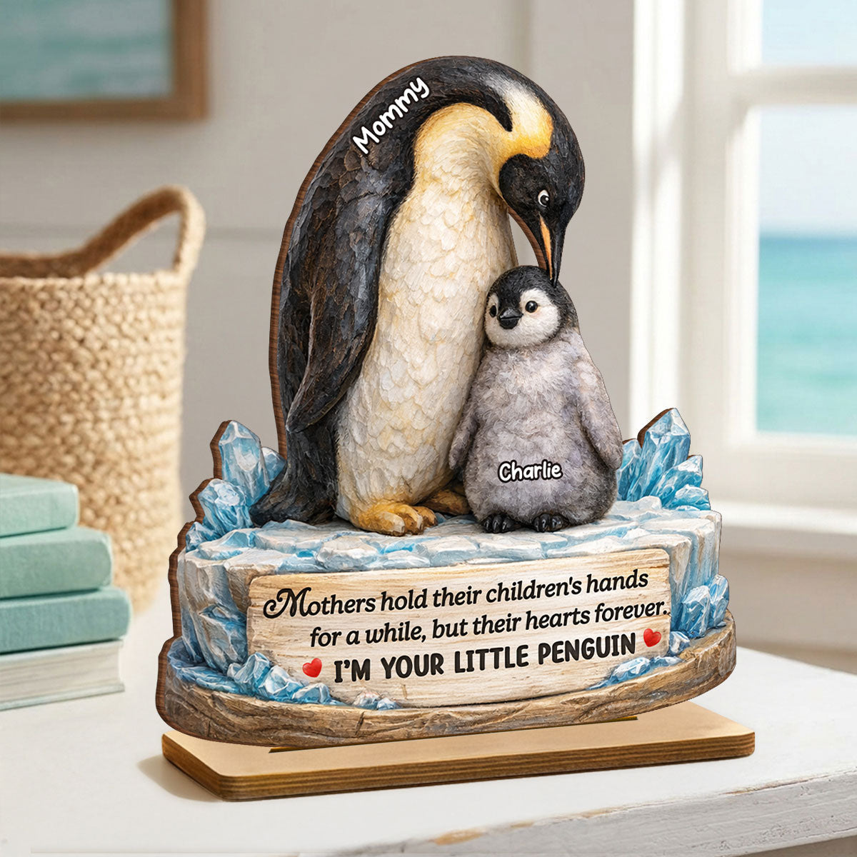 Mothers Hold Children's Hearts Forever - Personalized 2-Layered Wooden Plaque - Heartfelt Mother's Day Gift for Mom, Wife