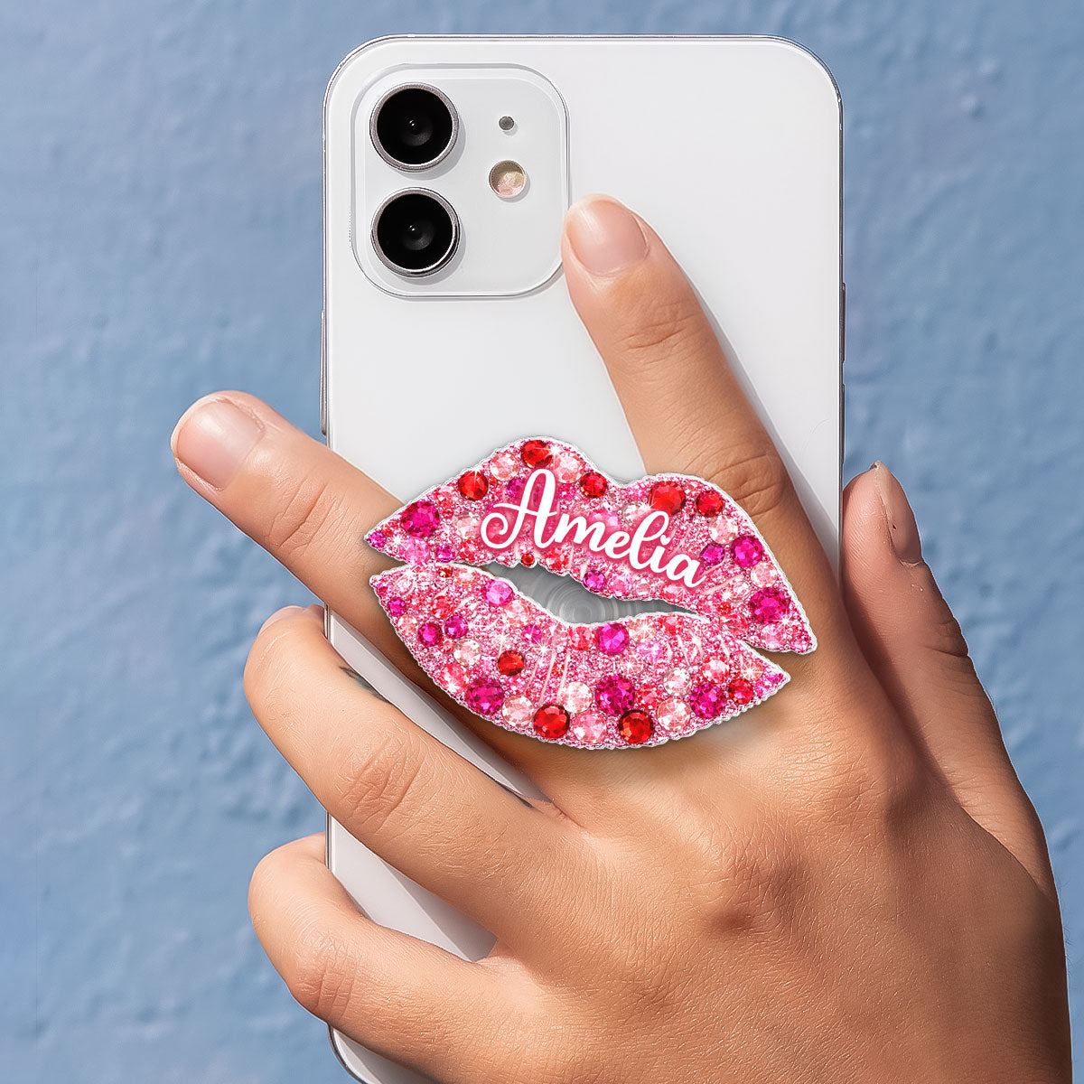 3D Effect Kiss Valentine - Personalized Acrylic Magnetic Phone Grip - Anniversary, Valentine's Day Gift, Gift For Her