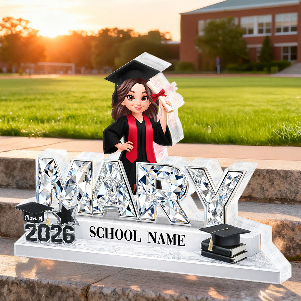Custom Senior Name Shiny Effect - Personalized Acrylic Block Plaque - 2026 Graduation Gift for Daughter, Son, Grandkids