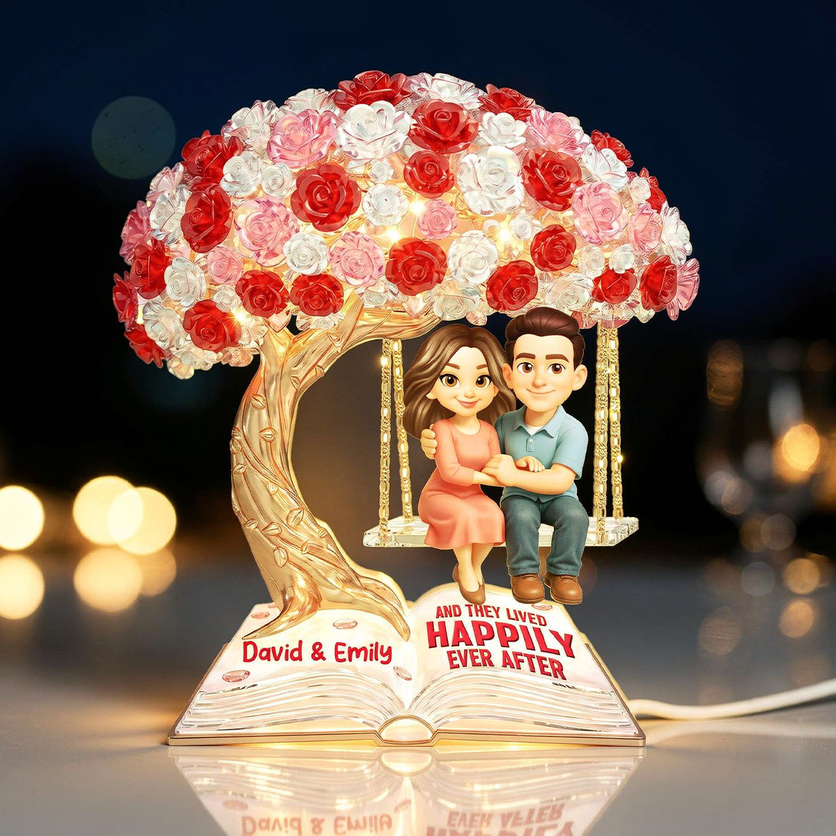 And They Lived Happily Ever After - Personalized Light Box - Valentine's Gift For Him, For Her