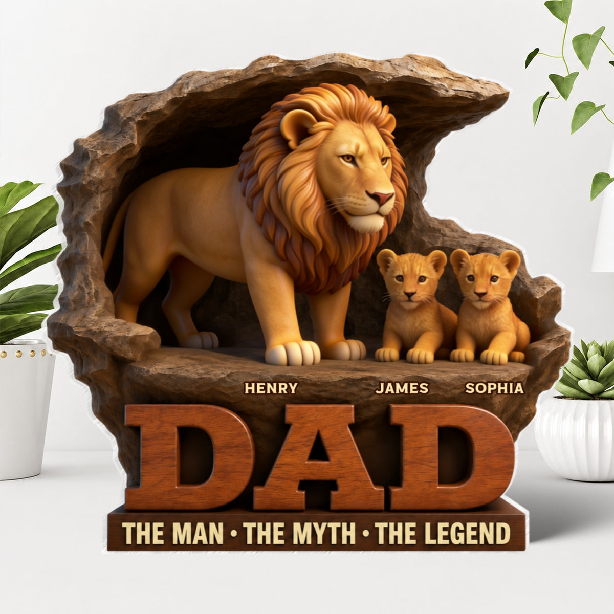 Lion Dad The Man The Myth The Legend - Personalized Acrylic Block Plaque - Cool  Gift For Dad