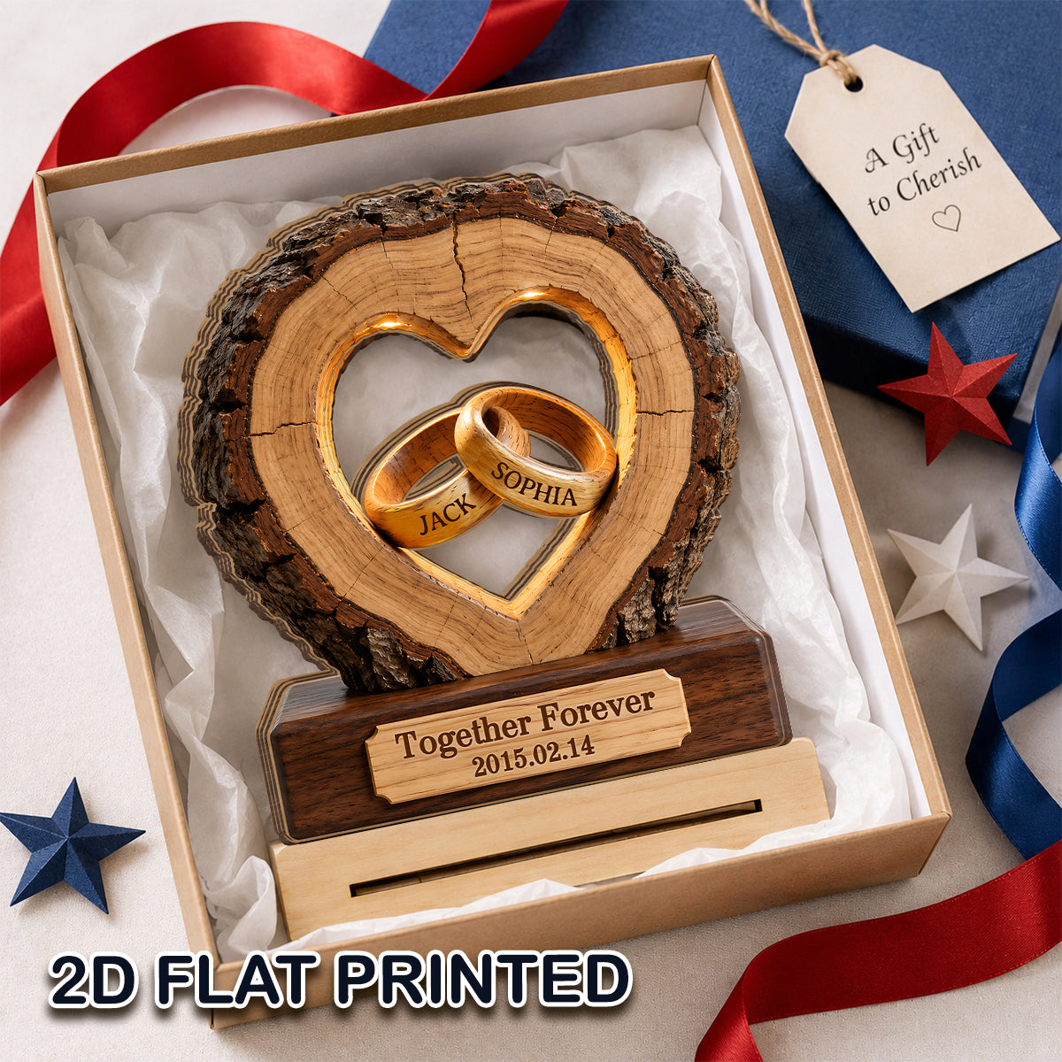 Forever Love Keepsake - Personalized 2-Layered Wooden Plaque - Anniversary Gift for Him, for Her