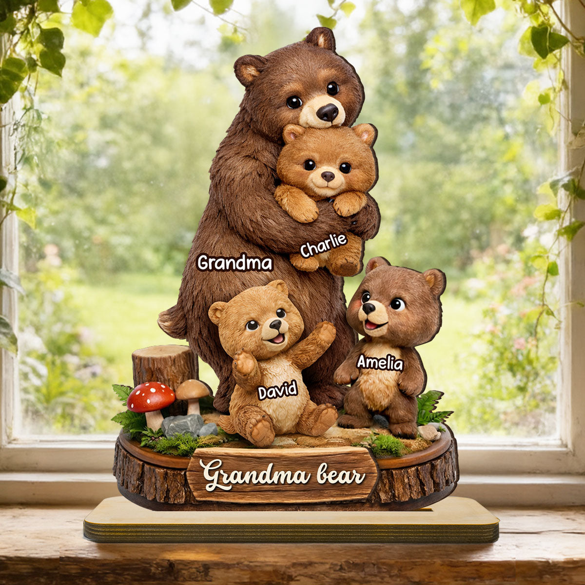 Mama Bear - Personalized 2-Layered Wooden Plaque - Heartfelt Mother's Day Gift for Mom, Grandma