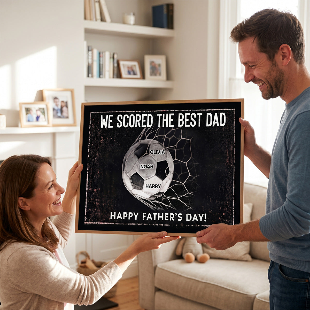 We Scored The Best Dad - Personalized Poster - Father's Day Gift For Soccer Dad, UK Football Dad