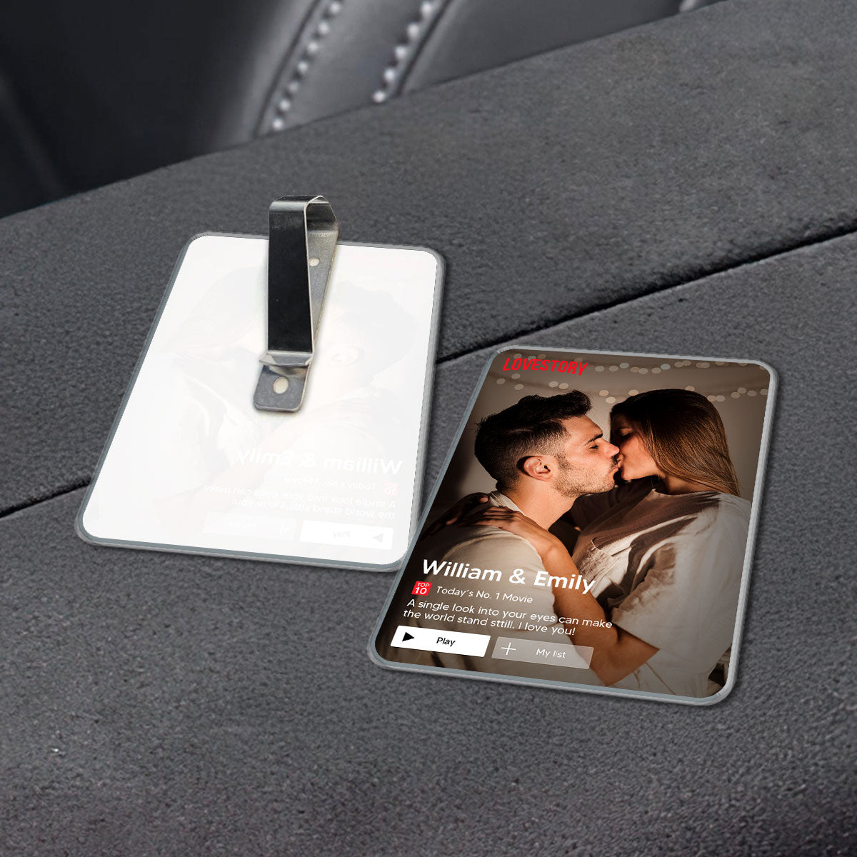 Couple Romantic Love Story - Personalized Acrylic Car Visor - Heartfelt Valentine, Anniversary Gift For Him, For Her