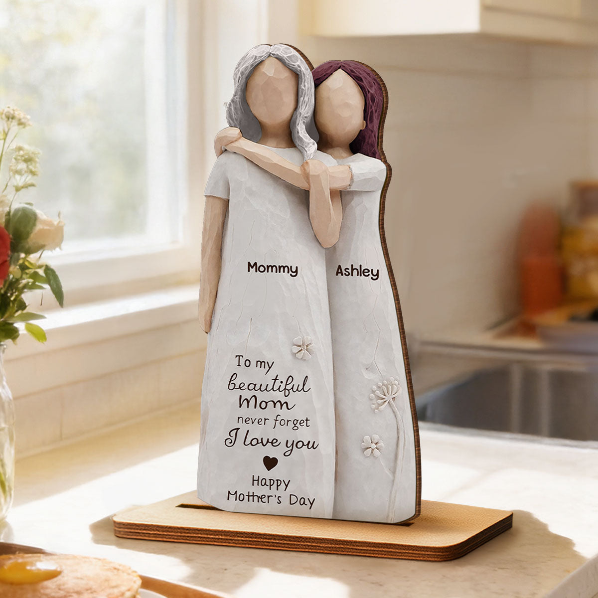 Mom Never Forget I Love You - Personalized 2-Layered Wooden Plaque - Mother's Day Gift For Mom