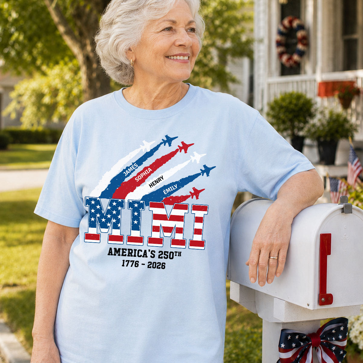 Proud Mom Grandma Nation Flag American 250th Anniversary Light Color - Personalized Shirt - Gift For Mom, Grandma