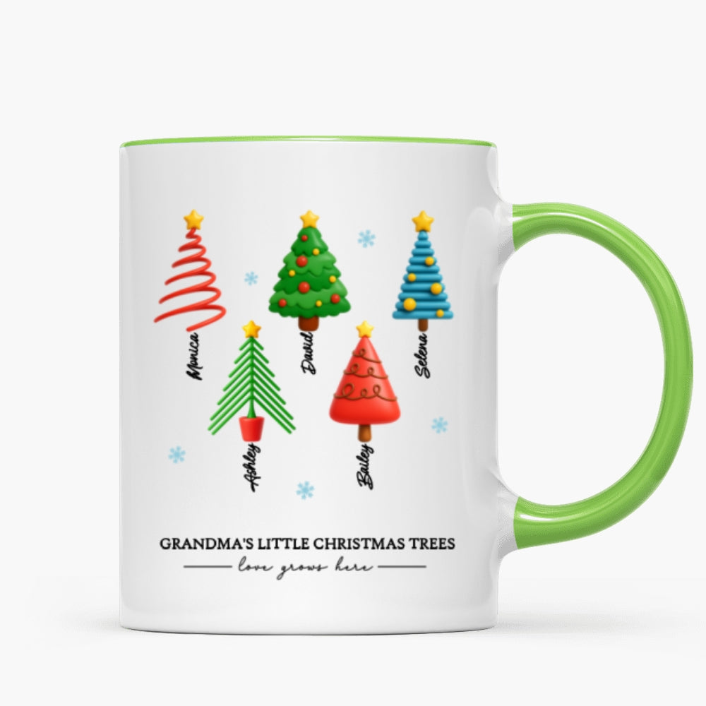 Grandma's Little Christmas Trees - Personalized Mug - Unique Christmas Gift For Grandma, Grandkids, Family