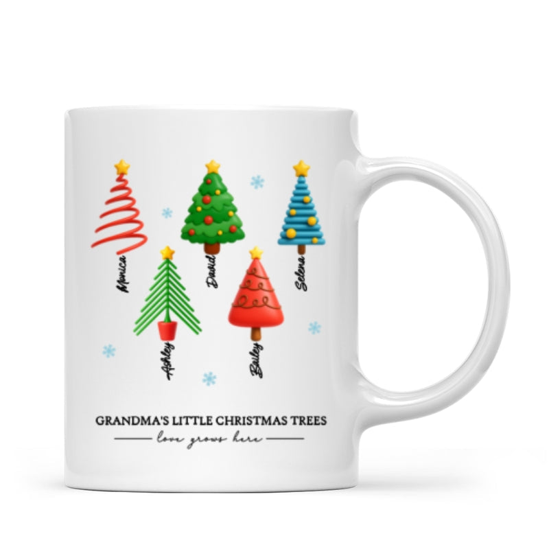 Grandma's Little Christmas Trees - Personalized Mug - Unique Christmas Gift For Grandma, Grandkids, Family