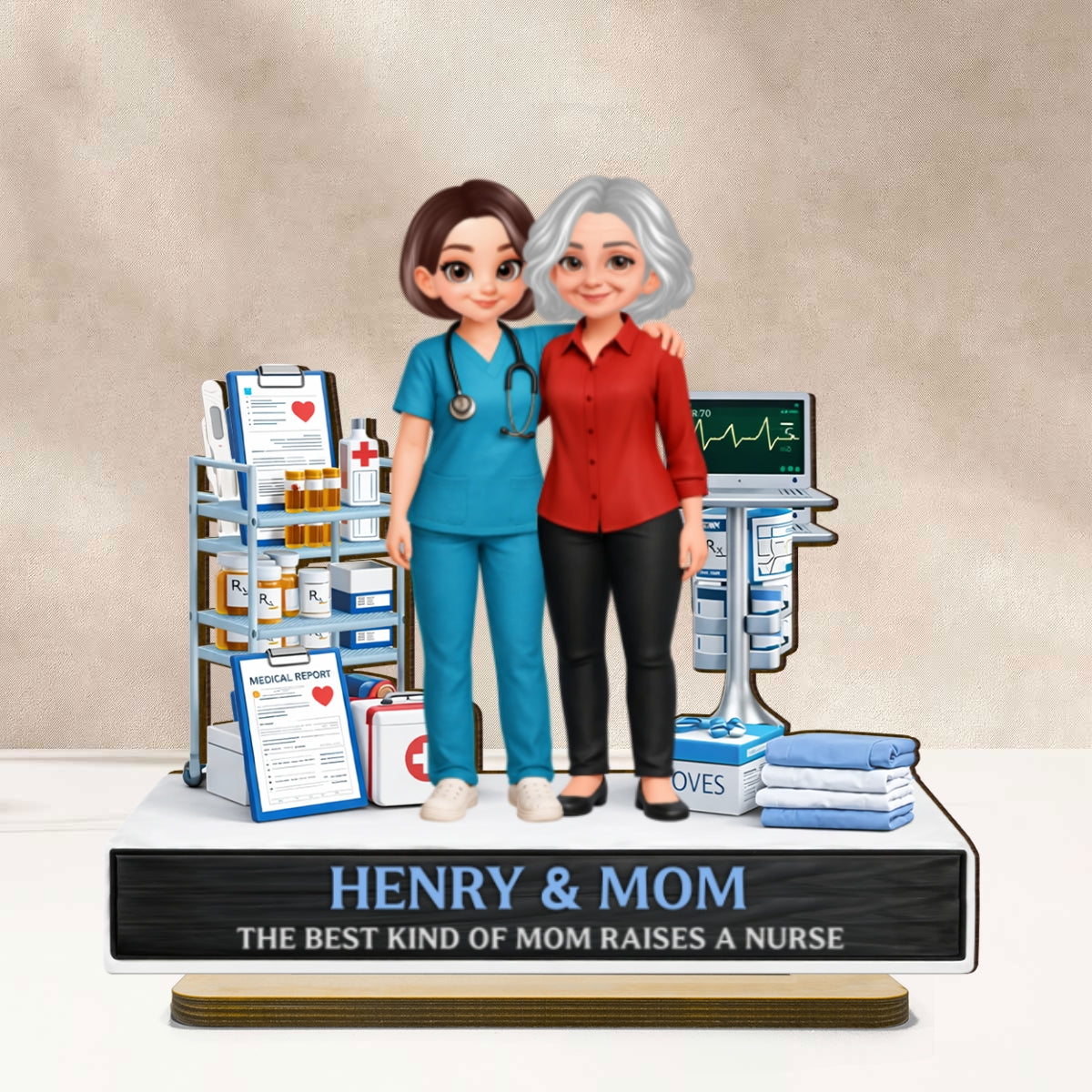 The Best Kind Of Mom Raises A Nurse - Personalized 2-Layered Wooden Plaque