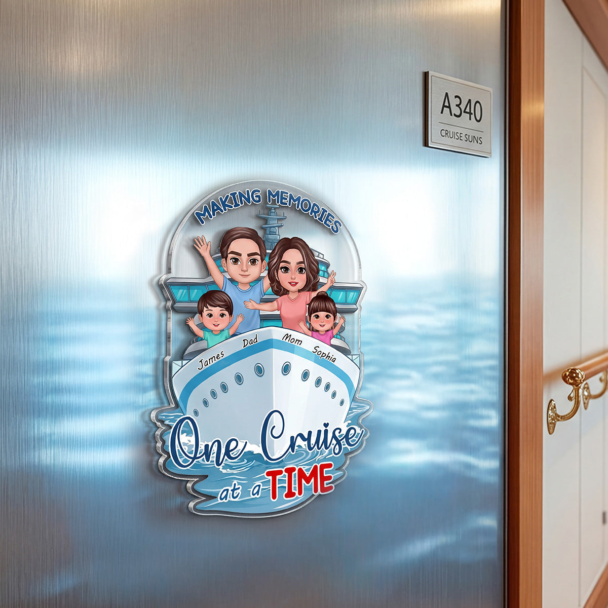 Making Memories One Cruise At A Time Happy Family - Personalized Cruise Ship Door Magnet - Family Cruise Trip Keepsake