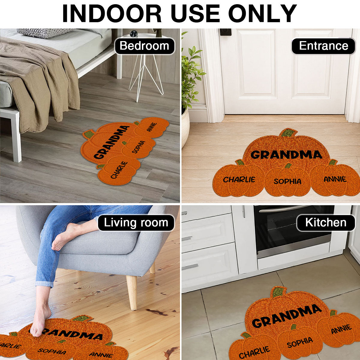 Fall Season Grandma Grandpa's Little Pumpkins - Personalized Doormat - Gift For Grandma