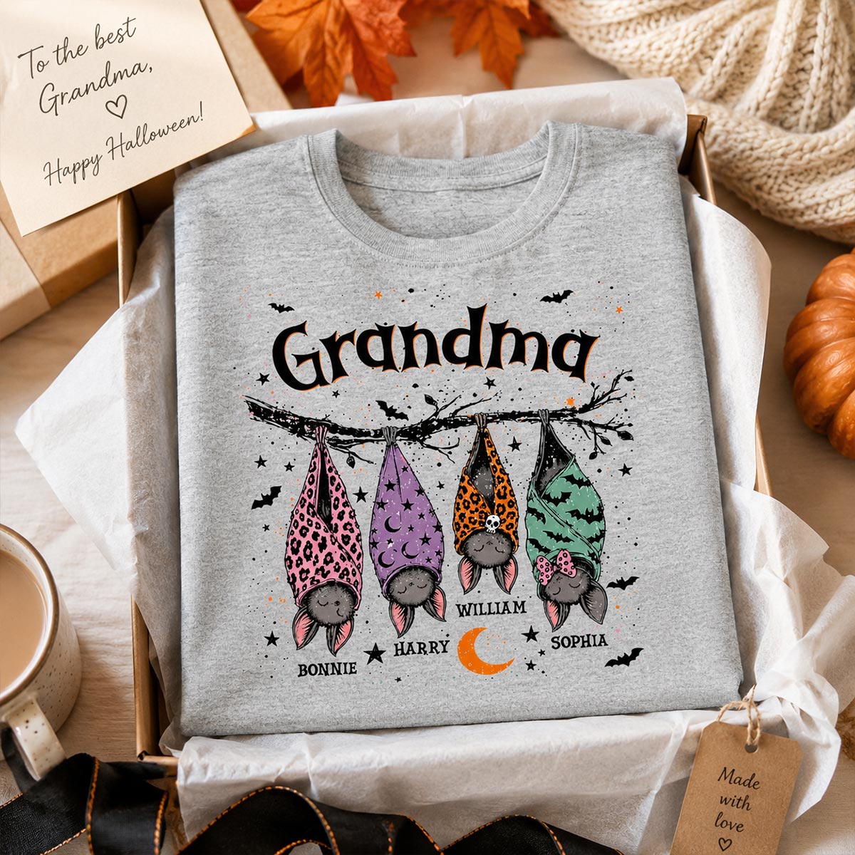 Grandma’s Little Bat Crew – Personalized Shirt – Cute Halloween Gift For Grandma