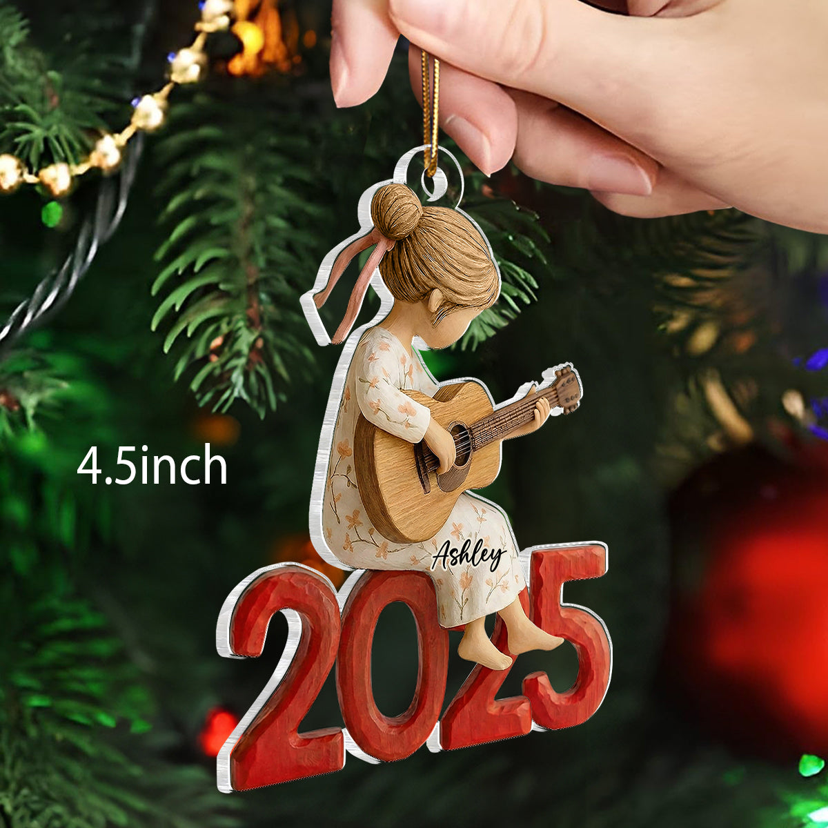 Guitar Player Wooden Figurine 2025 - Personalized Acrylic Ornament - Unique Christmas Gift For Guitarist