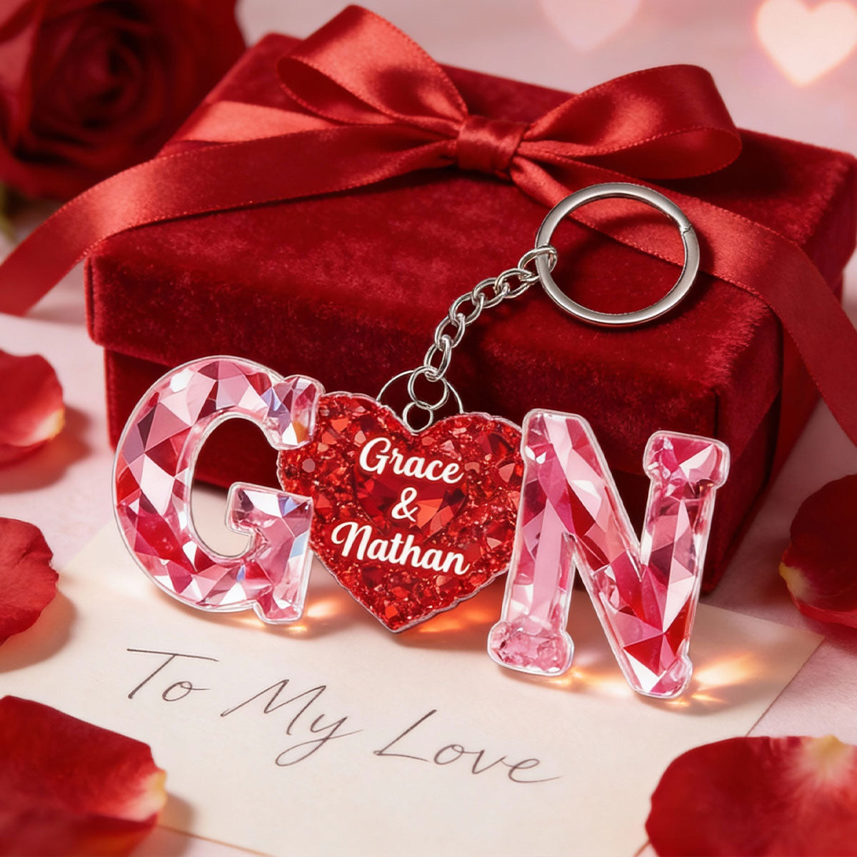 Couple Love Initial - Personalized Acrylic Keychain - Sentimental Anniversary, Valentine's Day Gift for her, for him