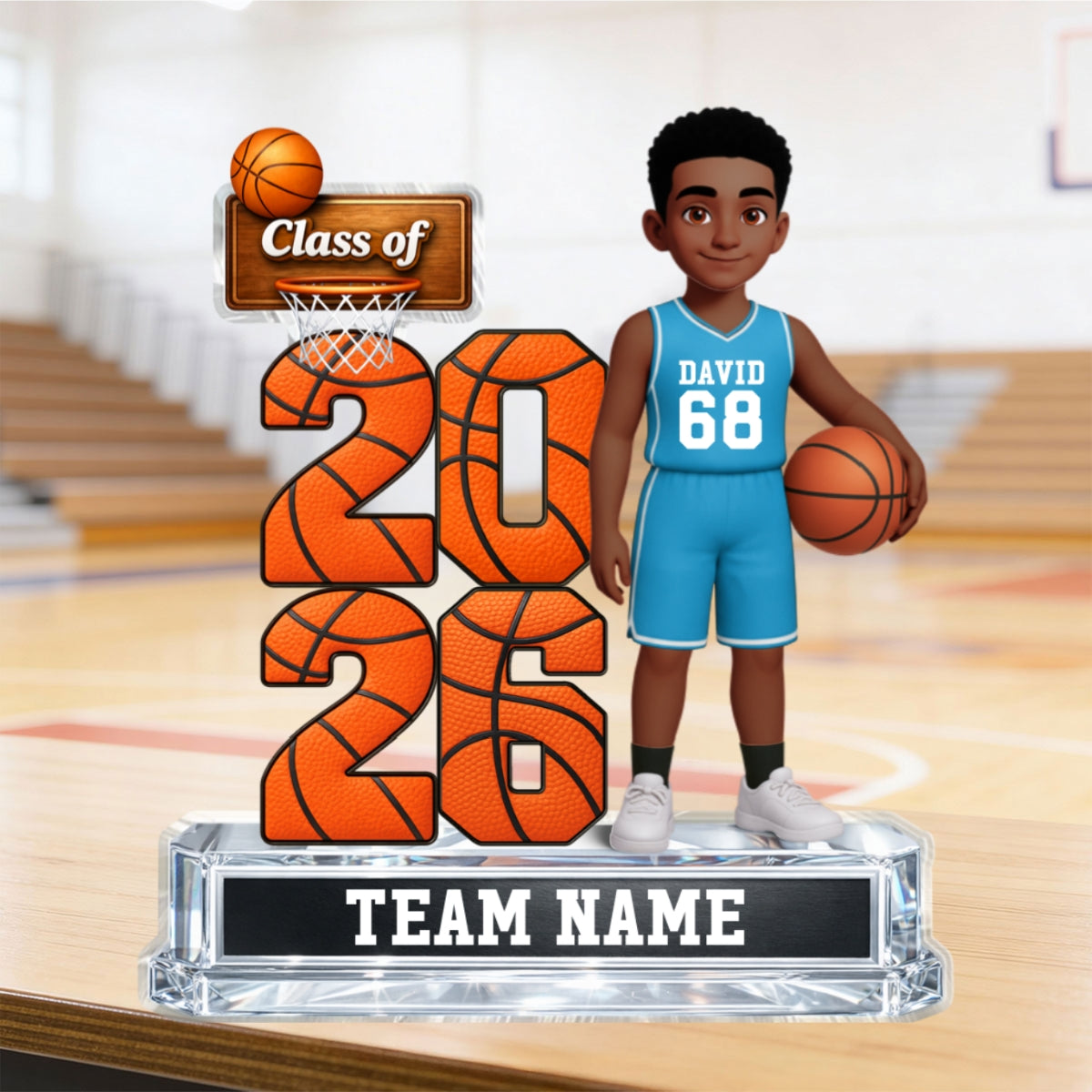 Basketball Senior Class Of 2026 2027 2D Flat - Personalized Acrylic Block Plaque - Graduation Gift For Son, Daughter