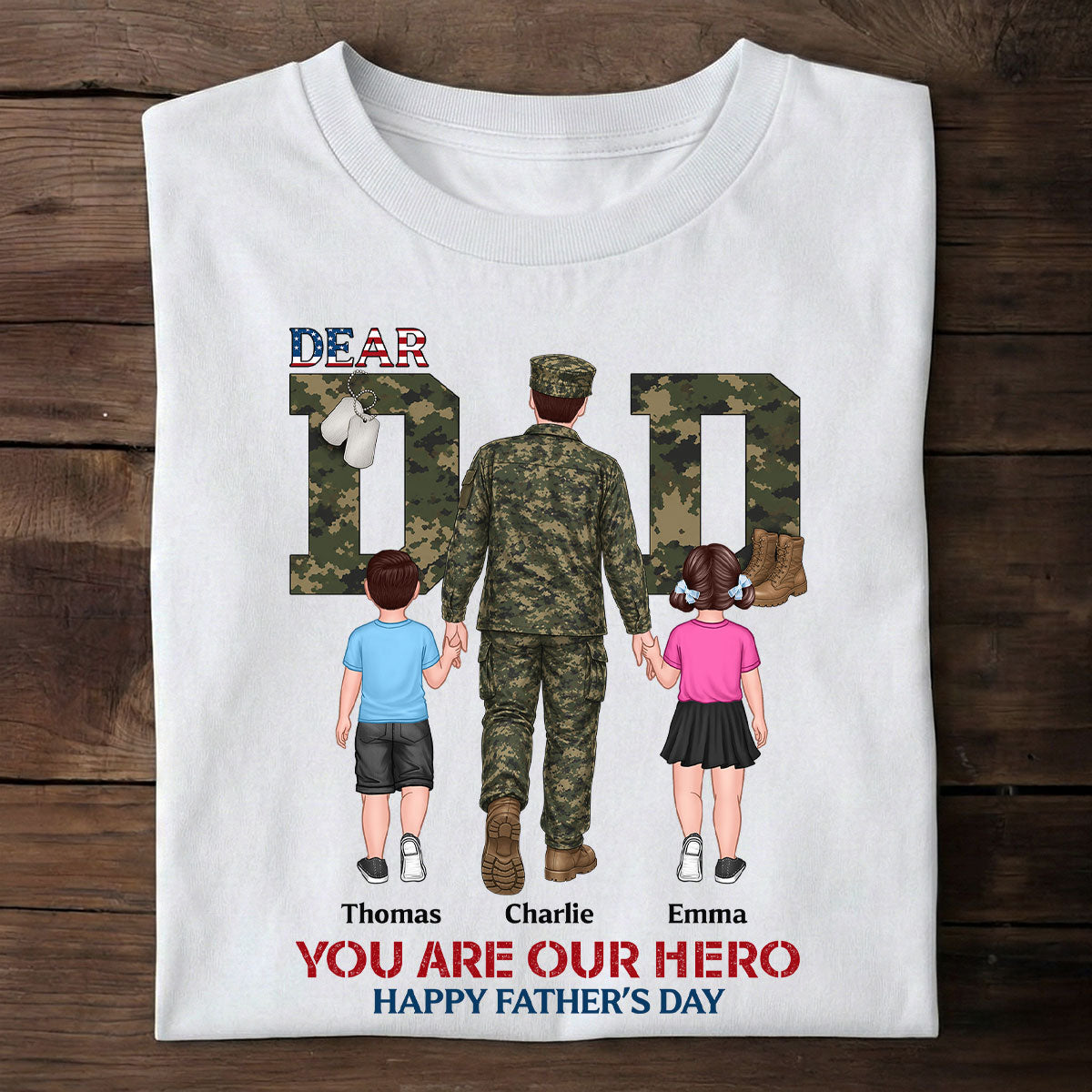 Nation Flag Army Dad You Are Our Hero - Personalized Shirt - Father's Day Gift For Dad, Husband