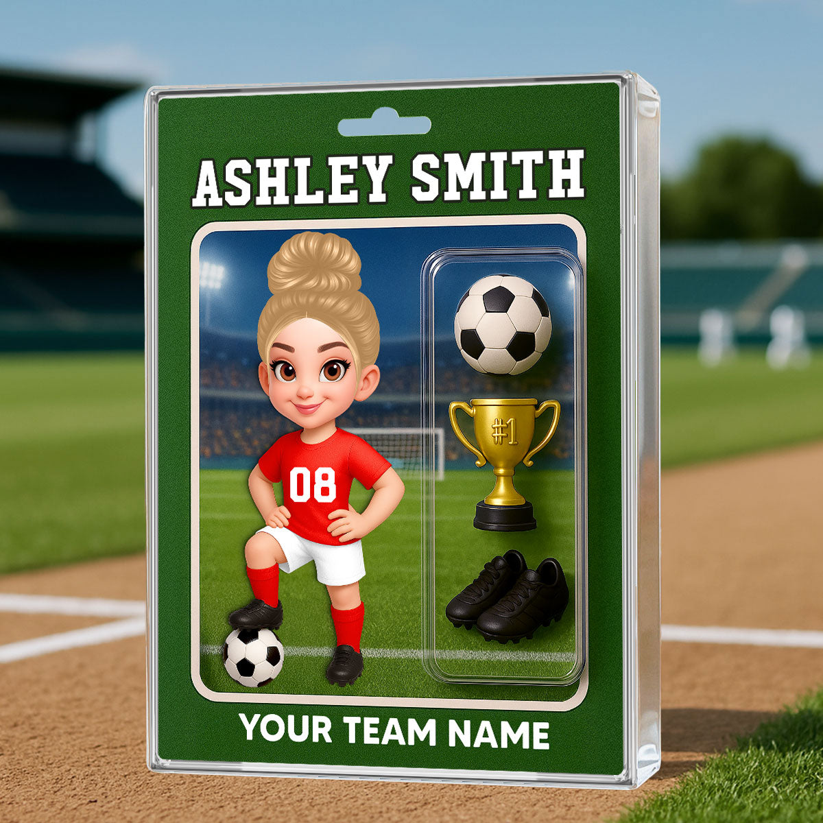 3D Effect Soccer Players Custom Figure Style - Personalized Acrylic Block Plaque - Christmas Gift For Soccer Players