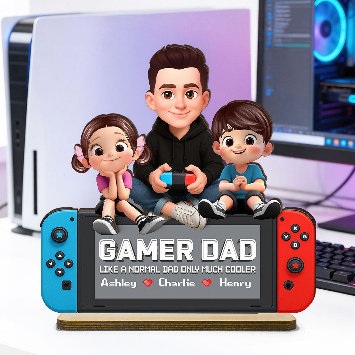 Legend Gamer Dad Much Cooler - Personalized 2-Layered Wooden Plaque -  Gift For Dad, Husband, Gamers