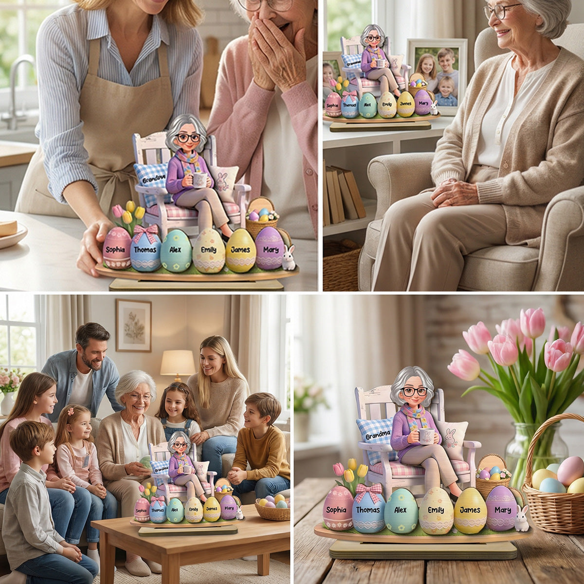 Grandma Little Easter Eggs - Personalized 2-Layered Wooden Plaque - Gift For Grandma