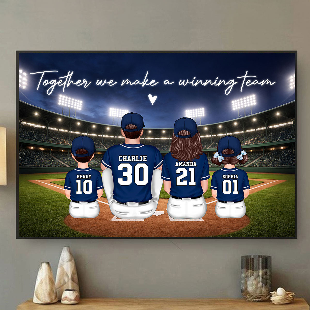 Family Baseball Daddy's Dream Team - Personalized Poster - Gift For Baseball Dad, Gift For Family