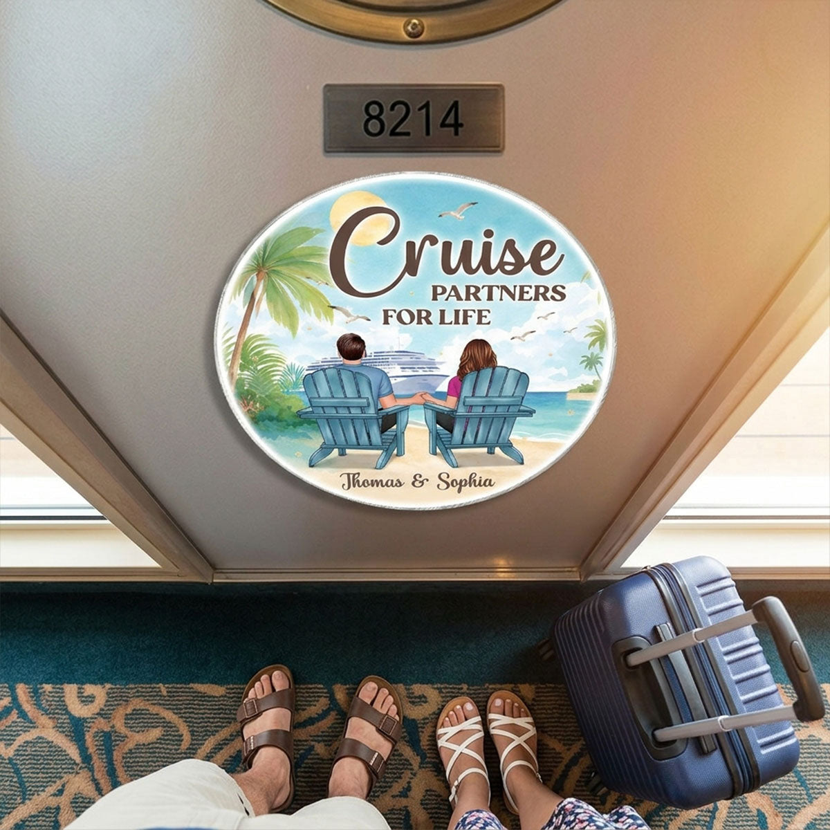 Not All Who Wander Are Lost Cruise Couple Back View - Personalized Cruise Cabin Door Magnet - Cruise Trip Keepsake