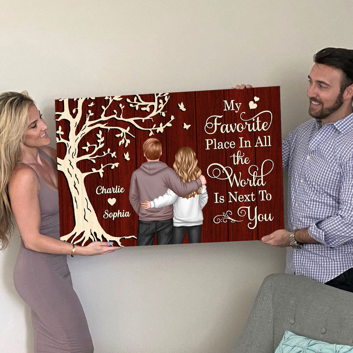 My Favorite Place in All the World Couple Tree - Personalized Poster - Gift for him, Gift for her