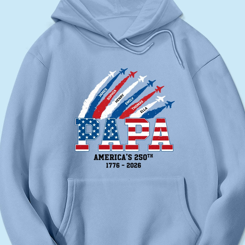 Proud Dad Grandpa Nation Flag American 250th Anniversary Light Color - Personalized Shirt - Gift For Dad, Grandpa