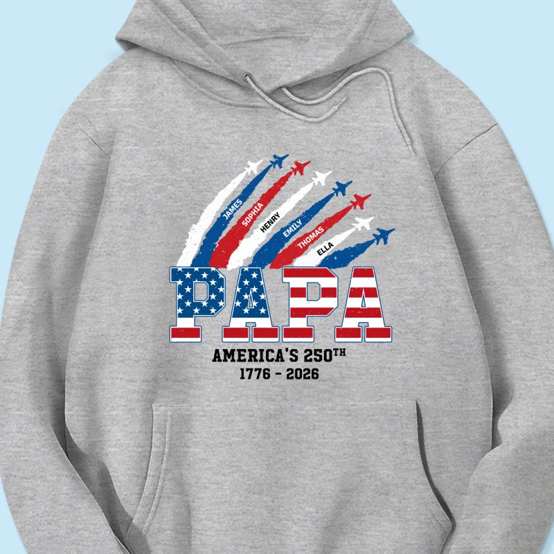 Proud Dad Grandpa Nation Flag American 250th Anniversary Light Color - Personalized Shirt - Gift For Dad, Grandpa