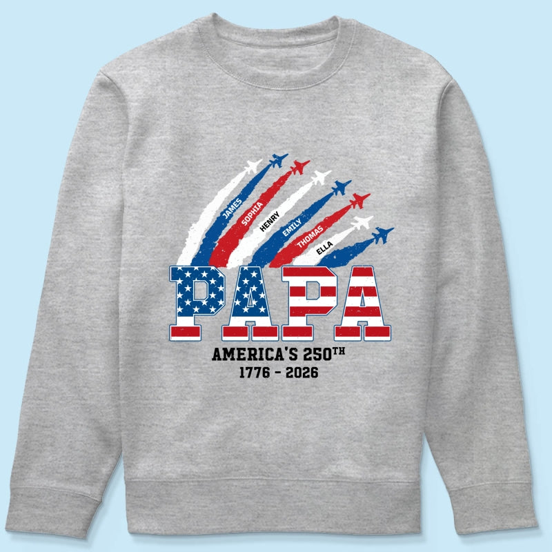 Proud Dad Grandpa Nation Flag American 250th Anniversary Light Color - Personalized Shirt - Gift For Dad, Grandpa