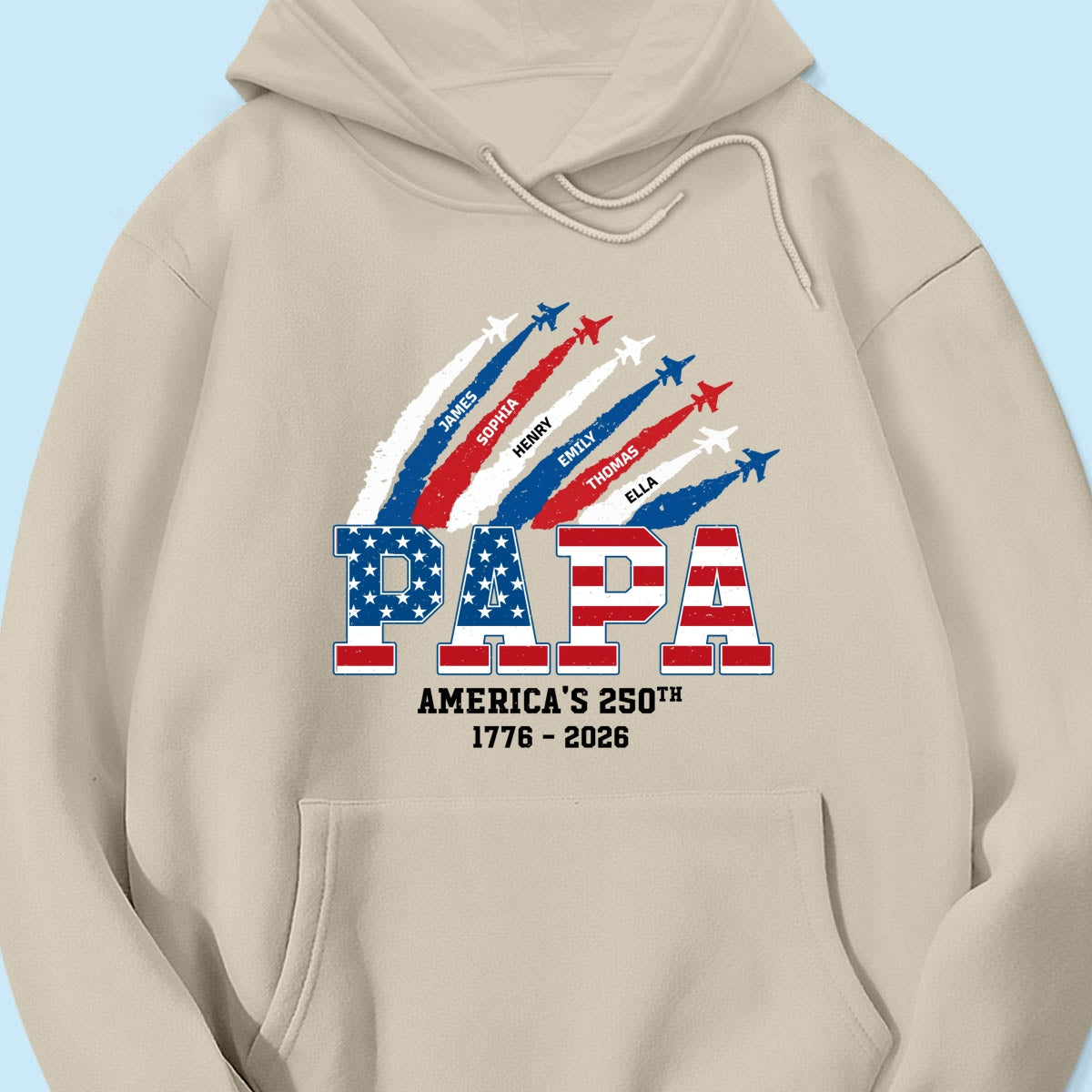 Proud Dad Grandpa Nation Flag American 250th Anniversary Light Color - Personalized Shirt - Gift For Dad, Grandpa