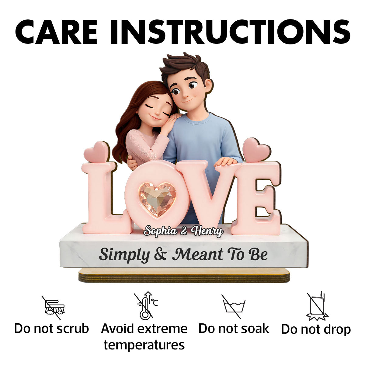 Simply & Meant To Be Romantic Couple - Personalized 2-Layered Wooden Plaque - Valentine's Gift For Him, For Her, For Couple