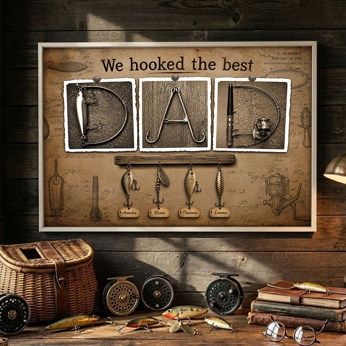 We Hooked the Best Fishing Dad - Personalized Poster - Father's Day Gift for Dad, Husband