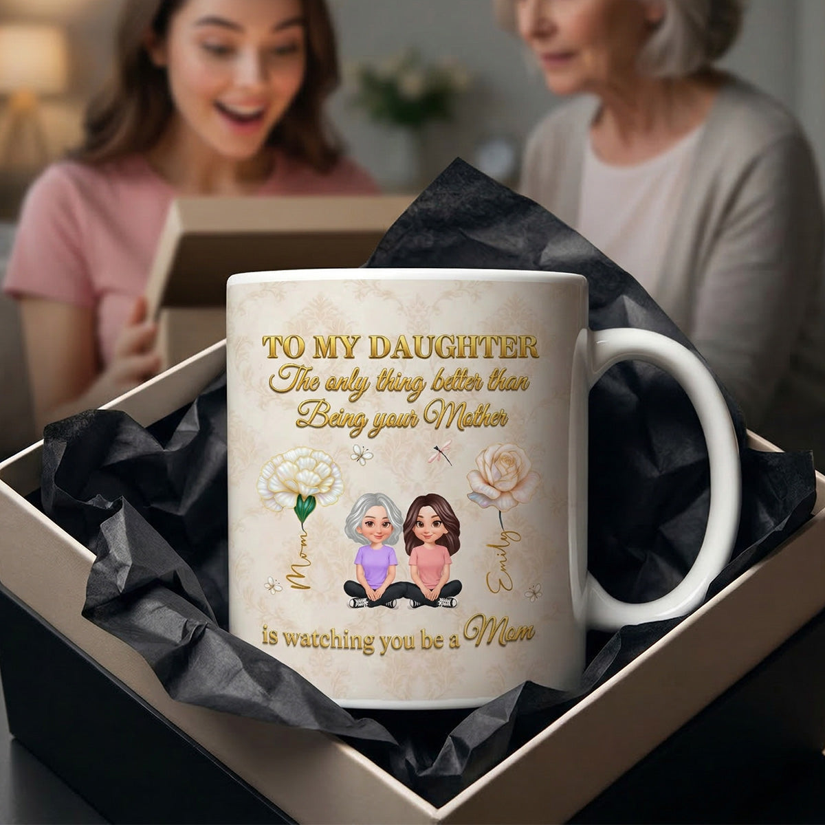 To My Daughter Custom Birth Month Flower - Personalized Mug - Heartfelt Mother's Day Gift For Daughter