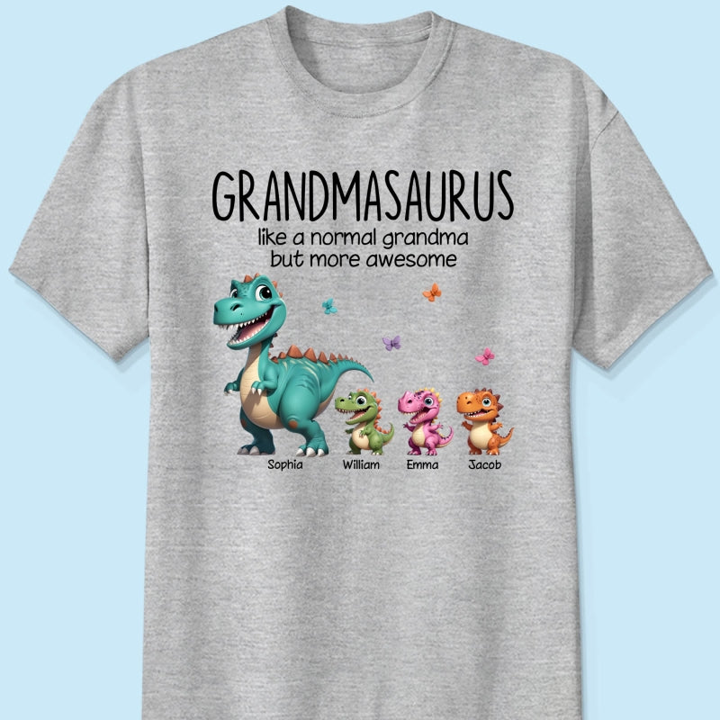 Grandmasaurus And Kids 3D Effect Dinosaurs Personalized Shirt | A Heartfelt Gift for Grandma's Birthday, Mother’s Day, or Just Because