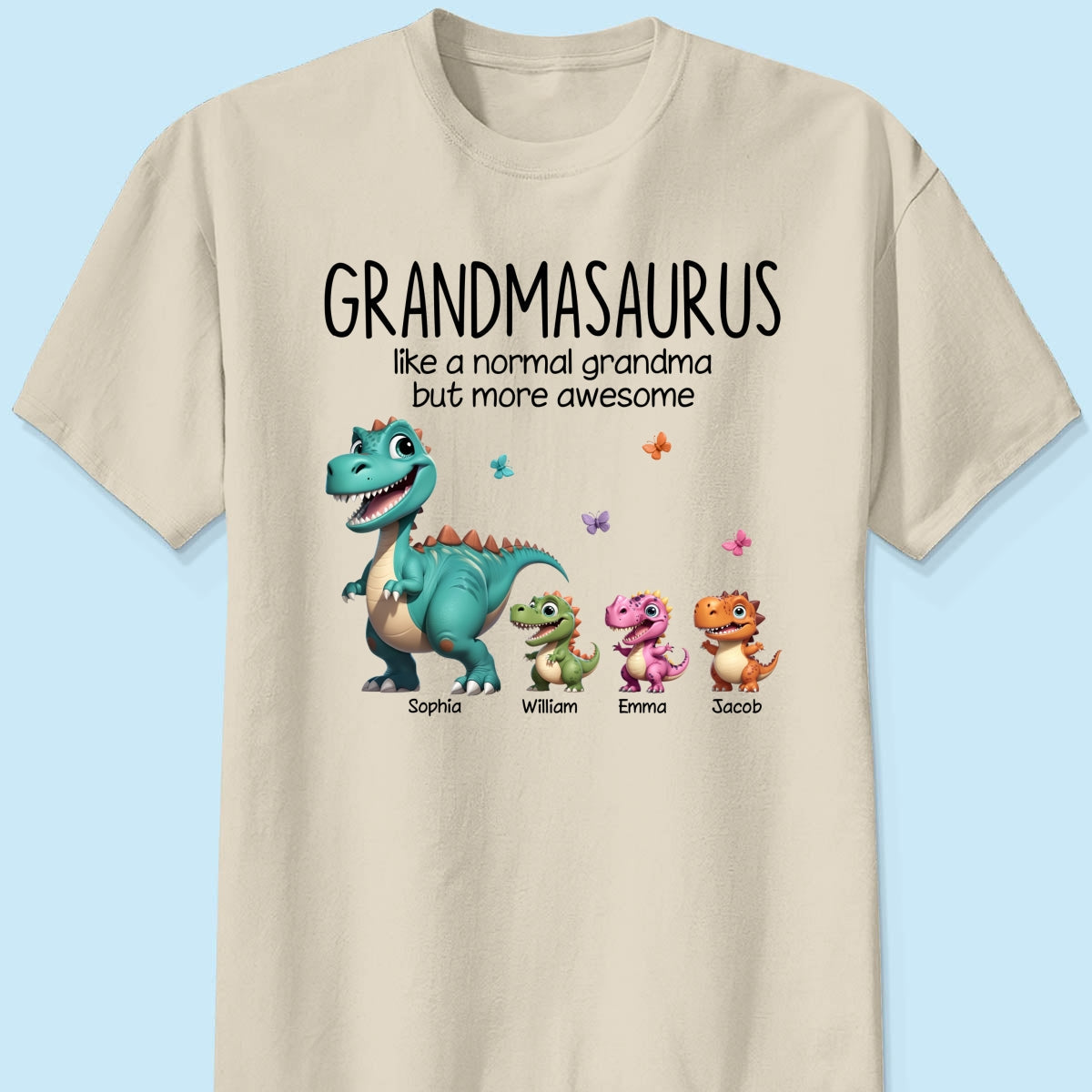 Grandmasaurus And Kids 3D Effect Dinosaurs Personalized Shirt | A Heartfelt Gift for Grandma's Birthday, Mother’s Day, or Just Because