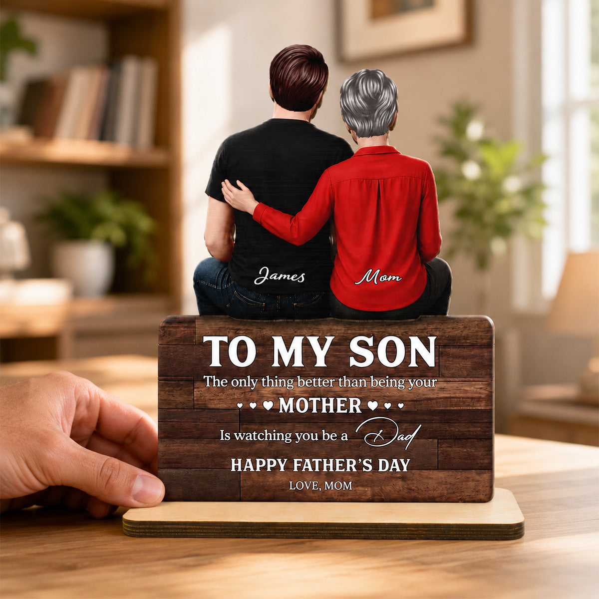 To My Son Happy  2D Flat - Personalized Wooden Plaque - Heartfelt  Gift For Son