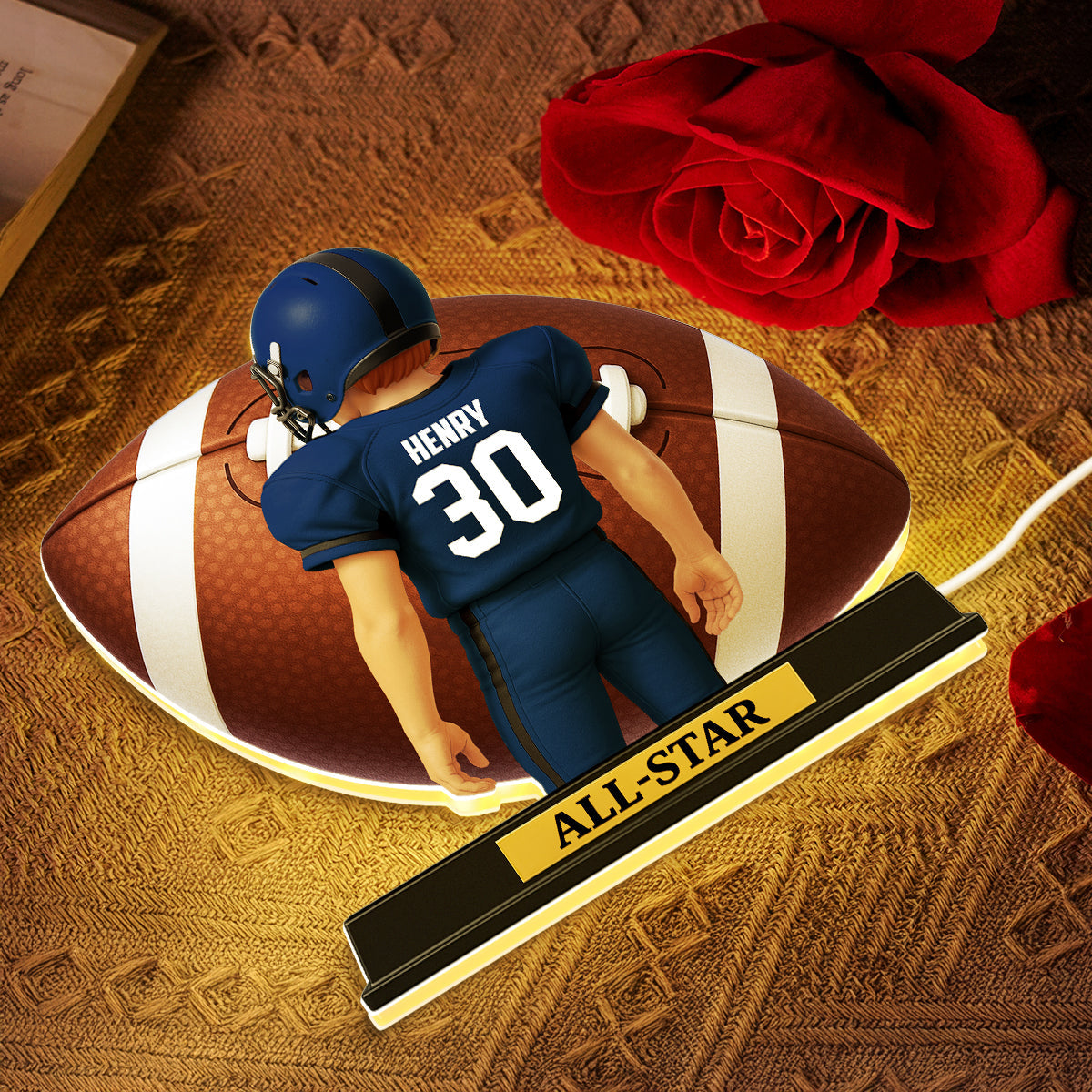 3D Effect Football Teenager Player - Personalized Light Box - Christmas Gift For Teen Boy, Son, Grandson