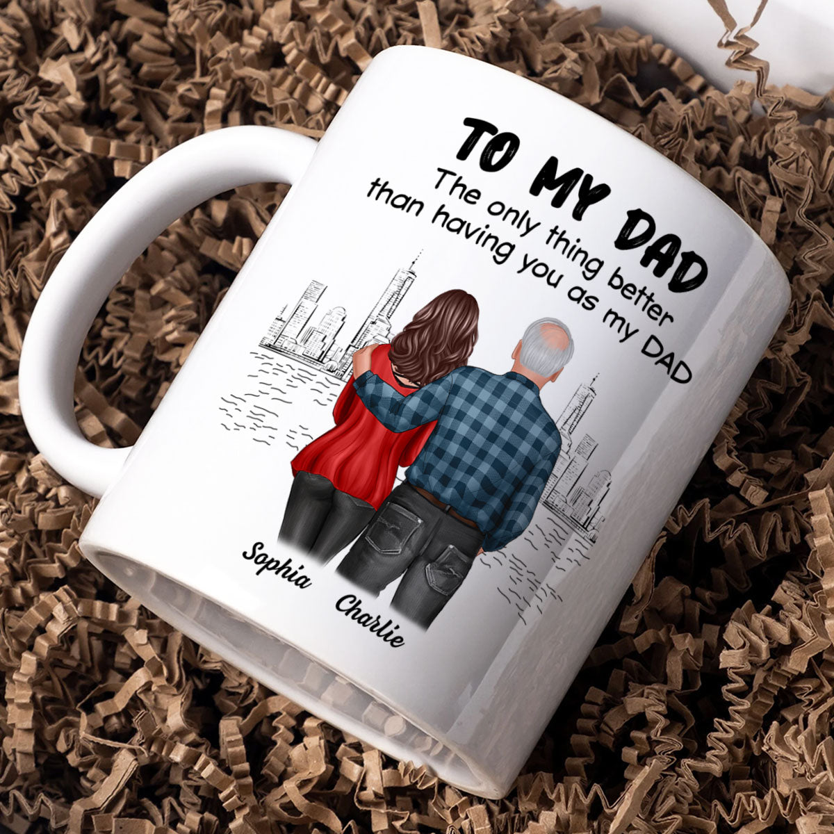To Dad My Children Having You As Their Grandpa Back View Family Personalized Mug, Gift For Dad