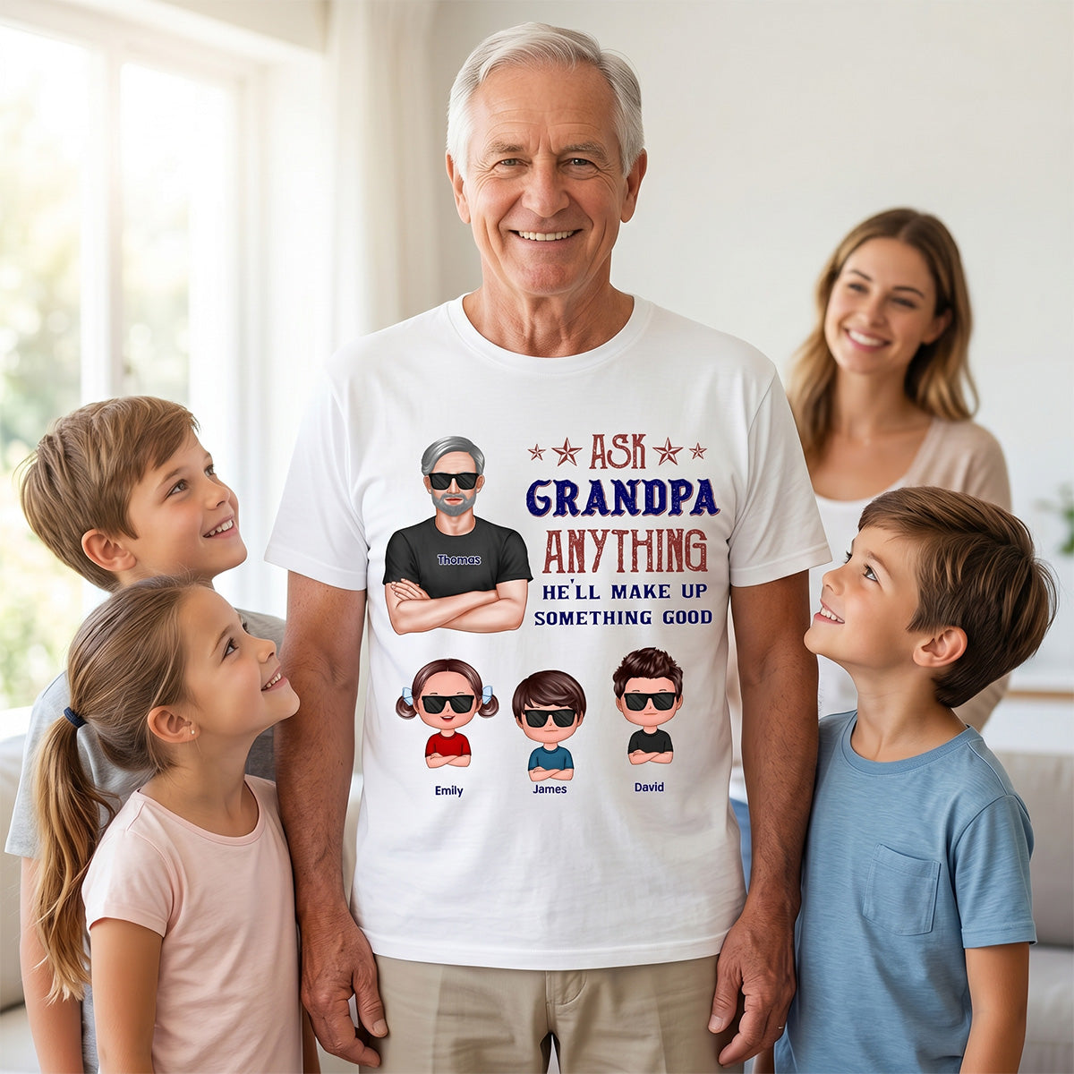 Ask Grandpa Anything - Personalized Shirt - Funny Father's Day Shirt For Husband, Dad, Grandpa