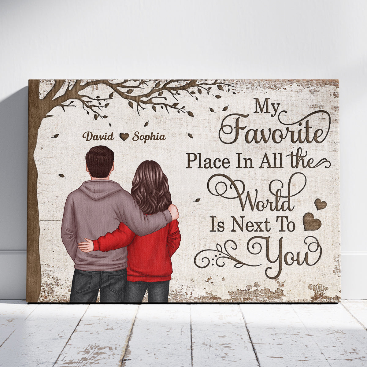 Favorite Place In The World Couple Back View - Personalized Canvas - Anniversary Gift For Him, Gift For Her